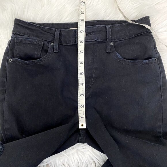 Levis 712 High Rise Skinny Womens 26 Black Distressed Jeans - Picture 9 of 11